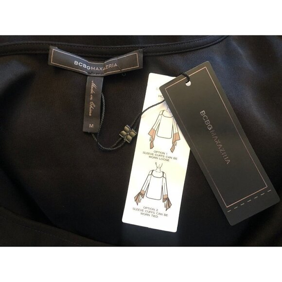 NWT BCBG MAXAZRIA Womens Size Medium Black Nicholette Cold Shoulder Blouse - Picture 4 of 4